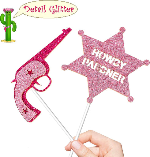 24Pcs Cowgirl Party Cake Cupcake Topper Pink Cowgirl Western Cupcake Toppers for Western Cowgirl Party Kids Birthday Party Baby Shower Favor Suppl...