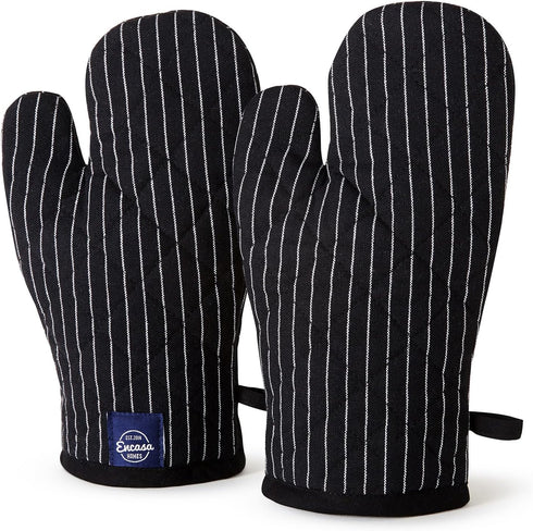 Encasa Homes Long 12" Oven Microwave Hand Gloves Mitts (2 pc Set) for Kitchen Cooking & Baking - Heat Resistant, Thick & Safe, Protection of Hands...