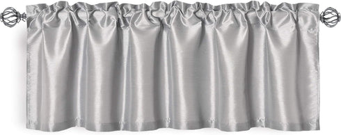 Aiking Home Solid Faux Silk window Valance, Silver-Size 56''x16''...