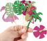 50 Pieces Tropical Hawaiian Luau Cupcake Toppers Glittery Hawaii Cake Cocktail Toothpick Flamingo Pineapple Hibiscus Flowers Palm Leaves Cupcake P...
