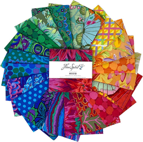 Kaffe Fassett Classics Plus Rainbow 5" Charm Pack for Free Spirit Fabrics 42 5" Fabric Squares...