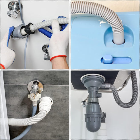 MECCANIXITY Washing Machine Drain Hose Extension Kits 3.28ft Gray for Washing Machine with Extension Adapter, U-Bend Hose Holder, 2 Clamps...