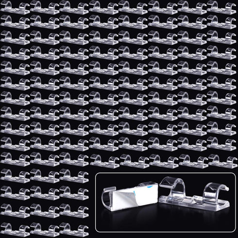 100 Pieces Mini Cable Clips, Christmas Outdoor Light Clips, Christmas Light Hooks, Decoration Adhesive Patio Light Clips Self Adhesive Hooks for C...