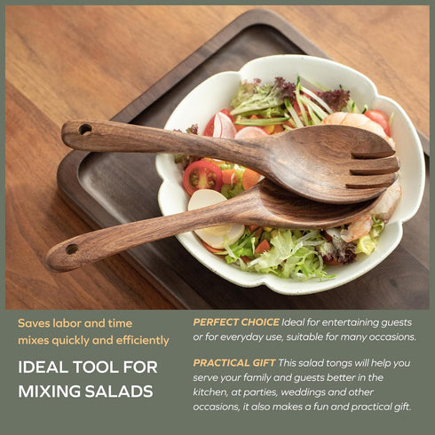 Muso Wood Acacia Salad Servers,10-inch,set of 2 (Acacia salad servers)...