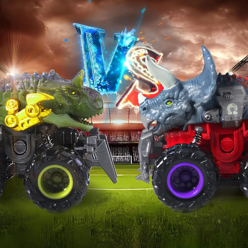 Oriate Realistic Dinosaur Monster Triceratops Dino Truck,Friction Power,Stunt Educational Toy ATV Cars,Push and Go Gifts for Boys and Girls 3 Year...