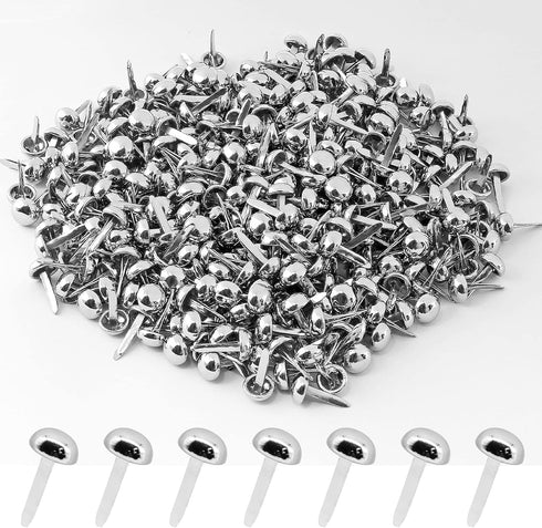 Uenhoy 500 Pcs Mini Paper Fasteners Brads Metal Round Brads for DIY Crafts Scrapbooking Stamping - Silver, 0.24" x 0.47"...