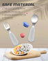 2 pcs Toddler Utensils, Stainless Steel Toddler Silverware Set with Round Handle, Baby Forks for Self Feeding, 1 Toddler Fork and 1 Toddler Spoon,...