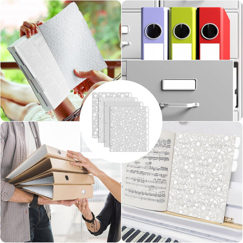 24 Pcs 3 Ring Binder Dividers with Tabs White Frosted Designs Plastic Page Dividers with 24 Tabs Recipe Cute Binder Dividers Decorative Insertable...