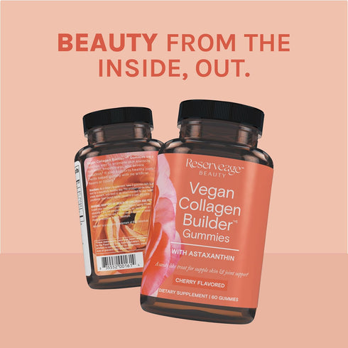 Reserveage Vegan Collagen Builder Gummies with Astaxanthin & Vitamin C - Antioxidant Supplement for Skin Elasticity & Hydration - Joint Support Su...