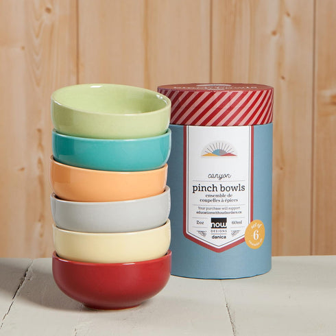Now Designs Canyon Ceramic Pinch Bowl Set, Soy Sauce Dish, Set of 6, 2 oz...