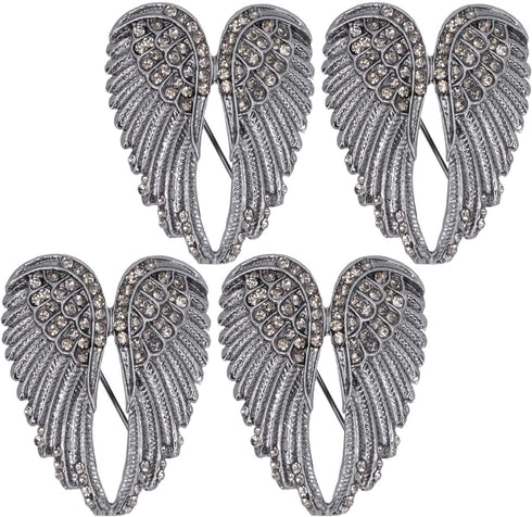 4Pcs Angel Wing Pin Brooch Unisex Crystal Angel Wing Corsage Pin Brooch Cardigan Breastpin Clip Lapel Pin Coat Badges for Tuxedo Blazer Cardigan S...