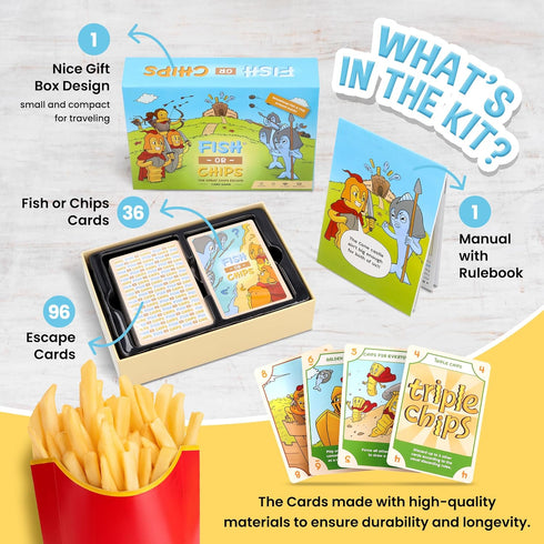 THE GREAT FRIES ESCAPE - Foodie Adventure Card Game for Kids, Easy to Learn Playing Cards for Kids, Ideal for Family Game Night, Party Game, Campi...