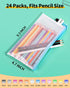 Smarpau 24PCS Pencil Pouches Bulk, 9.3" x 4.7"Mesh Zipper Pouch Pencil Case, 12 Colors Waterproof Small Zipper Pouches for Travel, Cosmetics, Offi...