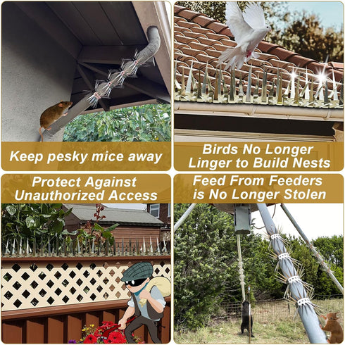 Bird Spikes, Squirrel Spikes for Bird Feeder Pole Arbitrary Bending and Winding Properties Avoided Raccoons and Squirrels Climbing Fences. (Size 4...