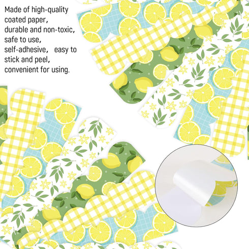 Whaline 69 Feet Summer Lemon Bulletin Board Borders Lemon Decorative Trim Border in 5 Designs Self-Adhesive Lemon Trim Blackboard Border Classroom...