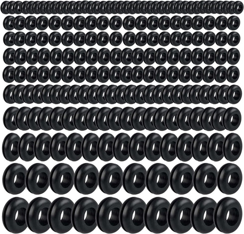 200Pcs Rubber Grommet Assortment Kit, 8 Sizes Rubber Grommets for Wiring Automotive,Plumbing, Hardware Repair Firewall Hole Plug Electrical Wire G...