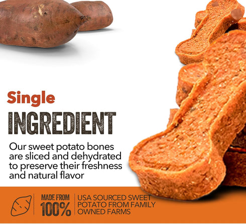 Gaines Family Farmstead Sweet Potato Dog Bones, All-Natural, Grain Free Dog Treats for All Ages & Breeds, Great for Training and Rewards, Made in ...