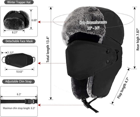 mysuntown Winter Hats for Women Men Trapper Ushanka Hat with Ear Flaps Warm Russian Bomber Hats for Cold Weather...