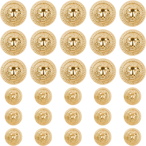 Framendino, 30 Pack Vintage Gold Lion Head Buttons Metal Blazer Button for Clothes Crafts 15mm 23mm...