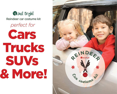 Reindeer Antlers and Nose Rudolph Car Kit - Easy to Install Christmas Decorations for Car Window & Grill - Reindeer Car Kit with Jingle Bells and ...