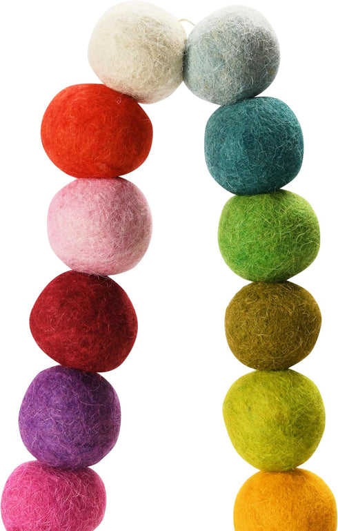 Creative Co-Op Wool Felt Ball Garland, Multi Color...