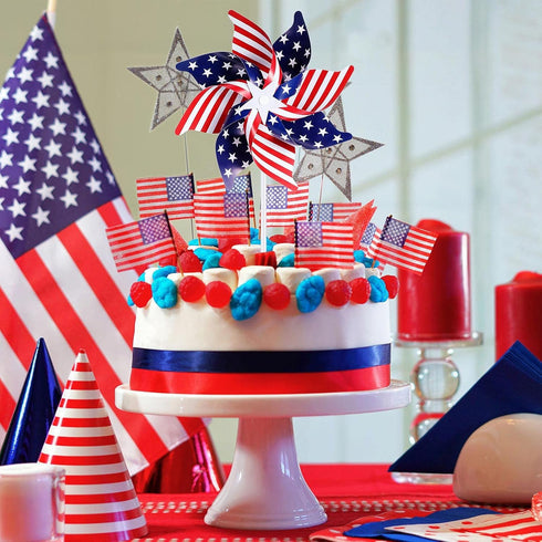 4th of July Pinwheels Patriotic Pinwheels American Flag Windmill for Memorial Day Independence Day Party Decorations 10Pcs...