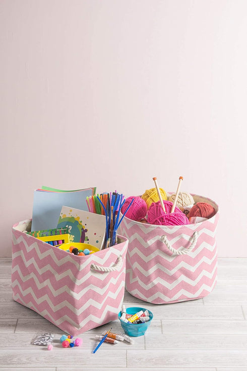 DII Polyester Container with Handles, Chevron Storage Bin, Medium, Rose...