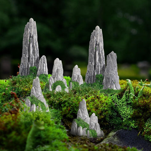 GANAZONO Mini Rockery Decoration Miniature Zen Garden Rockery Decor 8Pcs Bonsai Ornament Accessories Mini Bonsai Figurines Ornament Plant Pot Terr...