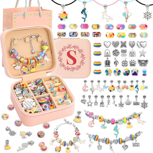 Charm Bracelet Making Kit for Girls 3-12, Kids Jewelry Making Kit 66Pcs Jewelry Kits for Girls Ages 8-12 Jewelry Maker Craft Necklace Birthday Chr...