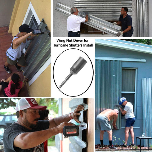 PAGOW Wing Nut Driver, Deep Power Slot Wing Nuts Drill Bit Socket Wrenches Tools Set for Panel Nuts, Screws Eye, C Hook Bolt, 1/4'' Hex Shank, 2 P...