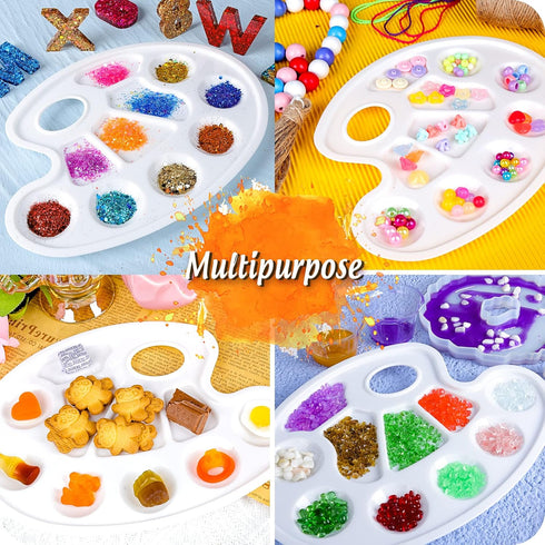 FANDAMEI Oval Paint Palette Tray, Plastic Paint Tray Palette, Painting Palette, Paint Tray Palettes Paint Pallets with Thumb Hole for Adults & Kid...