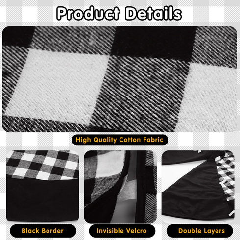 Black and White Buffalo Plaid Check Christmas Tree Skirt 48 inches, Country Xmas Tree Decorations Tree Skirts Double Layers Holiday Ornaments...