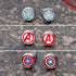 Officially Licensed Marvel Comics Stainless Steel Women's Avenger Logo Pack Round Stud Hypoallergenic Earrings, Unisex...