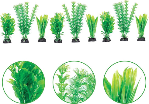 Penn-Plax Aquarium Décor and Plants - Add color and interest to your tank - 9 Pack Green...