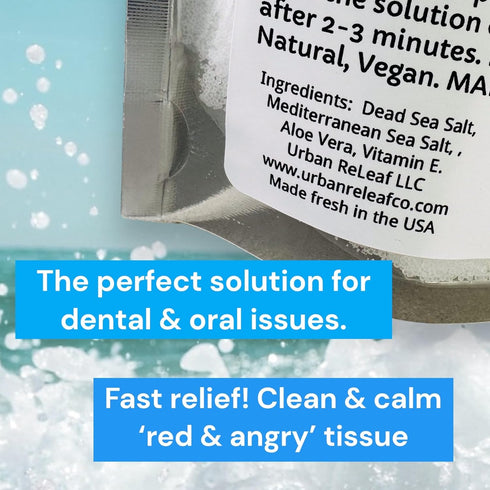 Urban ReLeaf Oral Wound Cleansing Salt 6 oz Bag! Makes 90 Cups of Healing Solution. Soothe, Heal Irritation, Dental Work. 100% Natural, Braces, Mo...