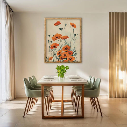 Posterizer 1 pcs-wild dainty orange flowers-minimalist design-Floral & Botanical Art-Abstract & Modern Art-Decor for Home & Office- UNFRAMED Wall ...