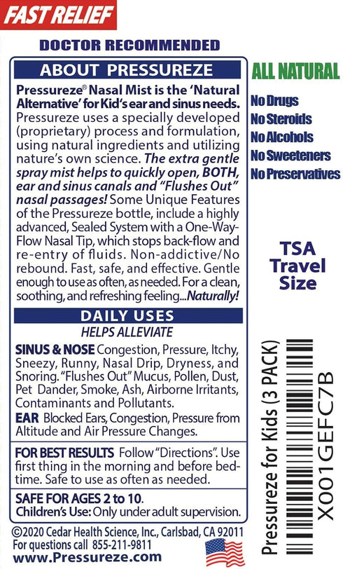 All Natural Preservative-Free Sterile Nasal Spray for Children - Fast Relief Nasal Spray - for Sinus Allergies & Congestion |130 Sprays, 18 ml (Pa...