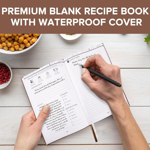 Elegant Hard Cover Recipe Journal – Blank Recipe Book for Personal Culinary Creations – Perfect Cookbook for Organizing and Writing Your Own Recip...