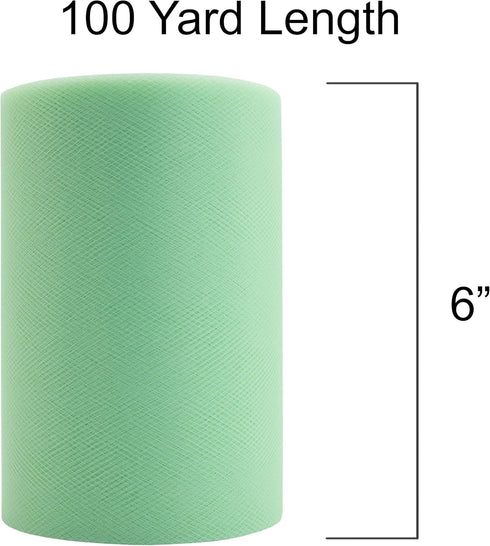 Tulle Fabric Roll | 6” by 100 Yards | Polyester Spool for Crafts Decorations Tutu Weddings Costumes Skirts Parties and More – by Craft Forge (Mint...