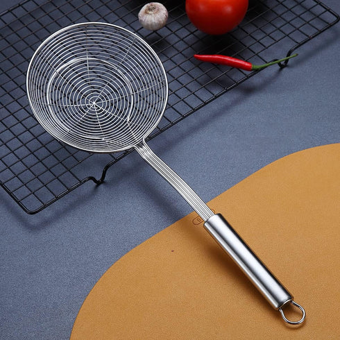 Strainer Spider Skimmers For Kitchen Cooking and Frying Food,Kyraton Stainless Steel Slotted Spoon Pasta Strainers Tomato Food Strainer Skimmer La...