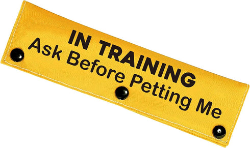 in Training Ask Before Petting Dog Leash Sleeve with Yellow Training Alert - Gift for Dogs (Ask Before Petting Me Sleeve)...