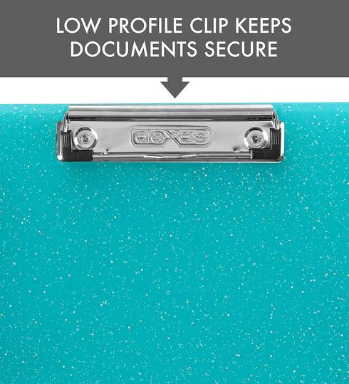 Dexas Slimcase 2 Storage Clipboard with Side Opening, Teal Glitter, Office Supplies Clipboards to Organize, Carry and Store, A4 Holder, Combine St...