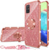 nancheng for Samsung Galaxy A71 5G Phone Case Cute Girls Women Glitter Silicone Case with Ring Stand Strap Lanyard Shockproof Protection Cover - R...