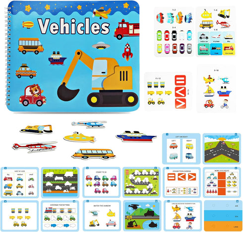 Preschool Montessori Toys for Toddlers, Vehicle Busy Book Learning Toys for Kids Toddlers Preschool Learning Activities, Autism Sensory Educationa...
