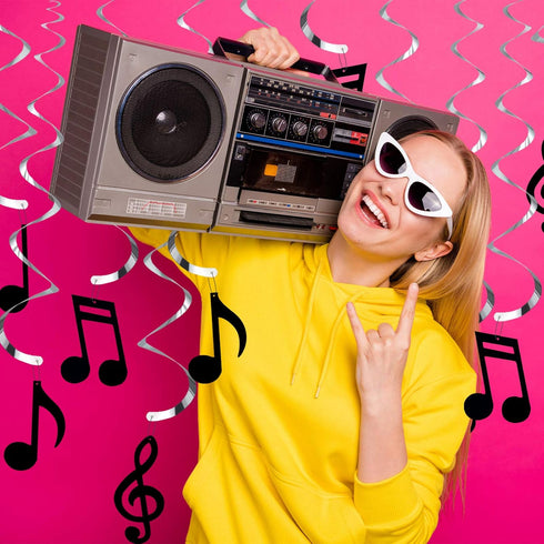 Zonon 25 Pieces Musical Note Hanging Swirl Music Foil Whirl Theme Party Decoration Cutout Spiral for Wedding Baby Shower Birthday Party Supplies (...