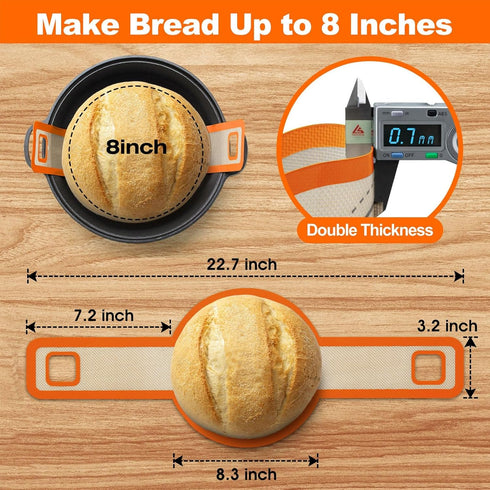 Sourdough Silicone Bread Sling - Non-Stick & Easy Clean Silicone Bread Mat for Dutch Oven. Reusable With Extra Long Handles Silicone Bread baking ...