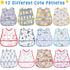 12 Pcs Baby Waterproof Bibs with Food Catcher Adjustable Snaps Plastic Feeding Bibs for Toddlers, 6 to 36 Months...