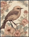 Posterizer 1 pcs- Beautiful pink bird standing on wild flowers-Art for Animal Lovers-Floral Botanical Art- Gift for Men Women Teens-Living Room B...