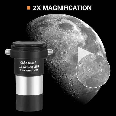Alstar 1.25" 2X Barlow Lens MultiCoated Metal with M42x0.75 Thread Camera Interface for Telescopes...
