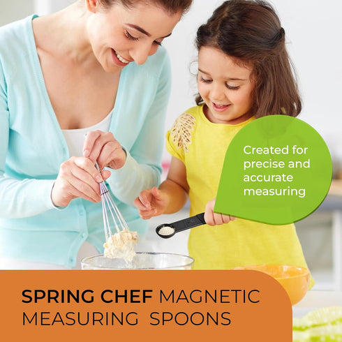 Spring Chef Magnetic Measuring Spoons Set of 5, Nesting Plastic Measuring Spoons with Easy to Read Markings - Measure Dry and Liquid Ingredients, ...